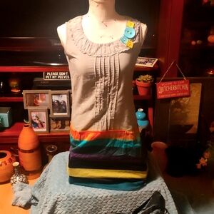 Women's sleeveless long dress like blouse by "IT" away of life grey/ multi color